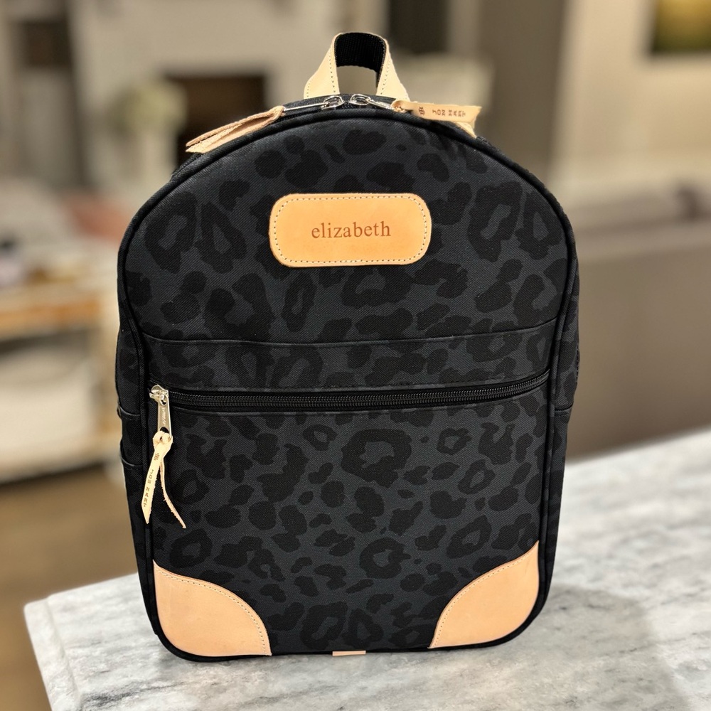 Jon Hart Backpack Dark Leopard Coated Canvas elizabeth - new without tags